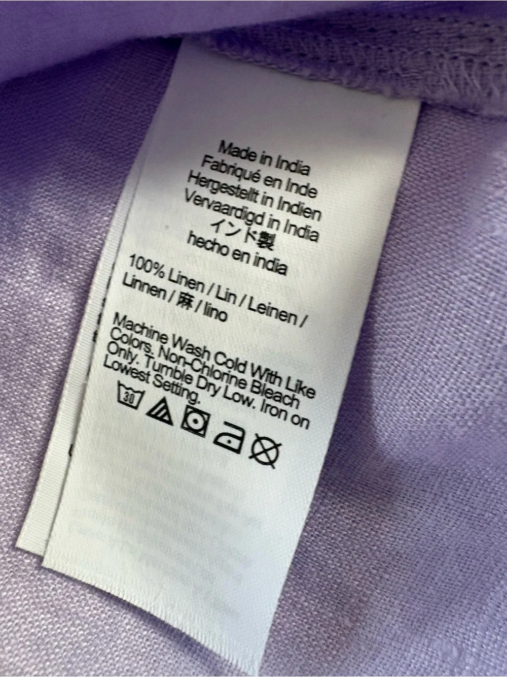 J. Crew Lavender Square-Neck Puff Sleeve Button-Front Linen Top